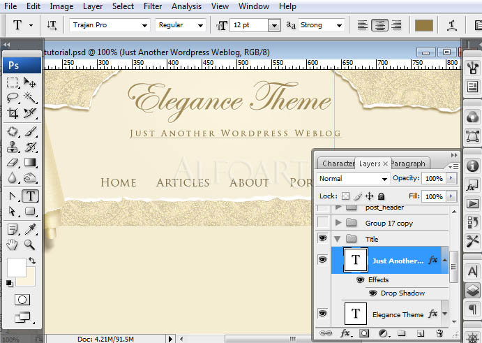 Elegance wallpaper theme. free webdesign photoshop tutorial. Vintage WordPress template, curled paper, corner effect, ripped paper, hole paper, light theme, classic theme style.
